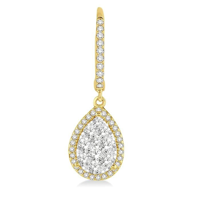 3/4 Ctw Pear Shape Diamond Shine Bright Earrings in 14K Yellow and White Gold