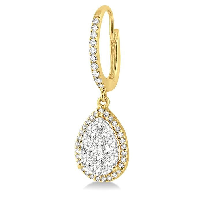 3/4 Ctw Pear Shape Diamond Shine Bright Earrings in 14K Yellow and White Gold