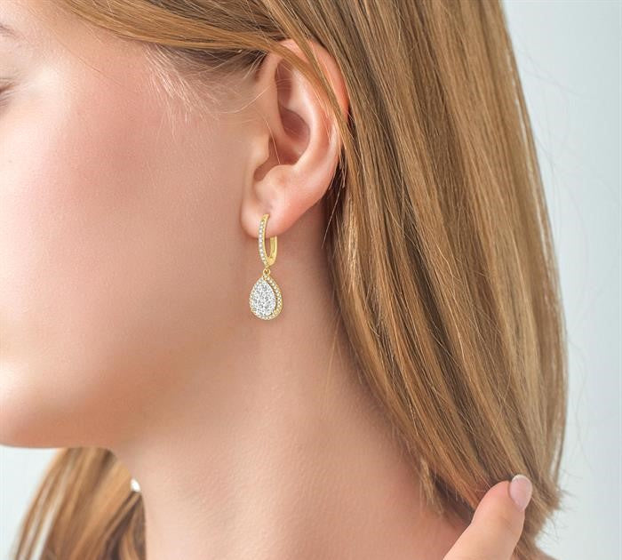 3/4 Ctw Pear Shape Diamond Shine Bright Earrings in 14K Yellow and White Gold