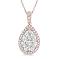 3/4 Ctw Pear Shape Diamond Shine Bright Pendant in 14K Rose and White Gold with Chain