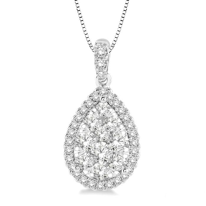 Willow Sonata Pear Shape Halo Shine Bright Essential Diamond Pendant