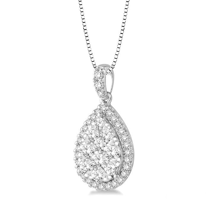 Willow Sonata Pear Shape Halo Shine Bright Essential Diamond Pendant