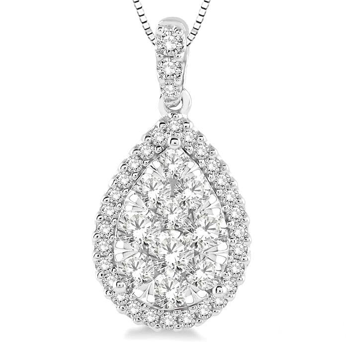 Willow Sonata Pear Shape Halo Shine Bright Essential Diamond Pendant
