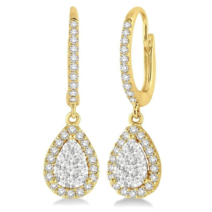 5/8 Ctw Pear Shape Diamond Shine Bright Earrings in 14K Yellow and White Gold