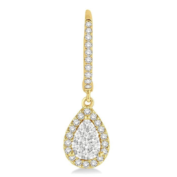5/8 Ctw Pear Shape Diamond Shine Bright Earrings in 14K Yellow and White Gold