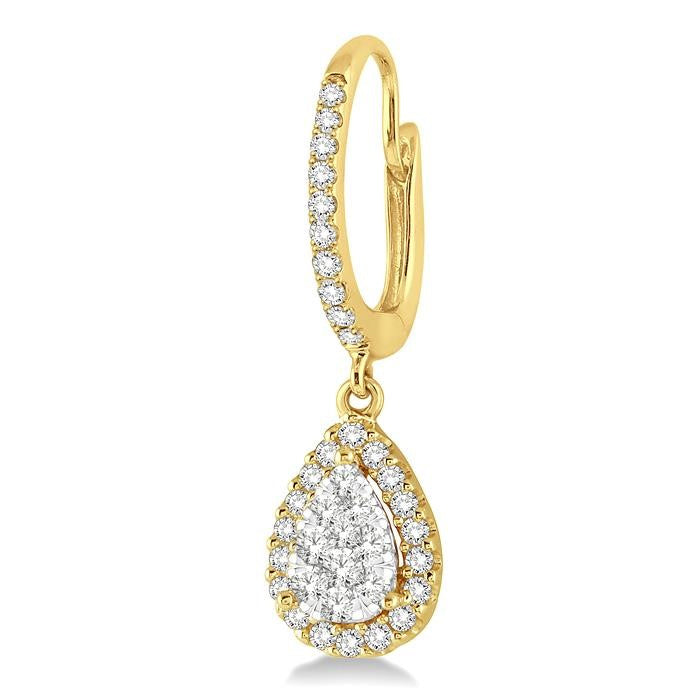 5/8 Ctw Pear Shape Diamond Shine Bright Earrings in 14K Yellow and White Gold
