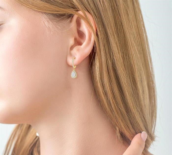 5/8 Ctw Pear Shape Diamond Shine Bright Earrings in 14K Yellow and White Gold