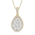 1/2 Ctw Pear Shape Diamond Shine Bright Pendant in 14K Yellow and White Gold with Chain