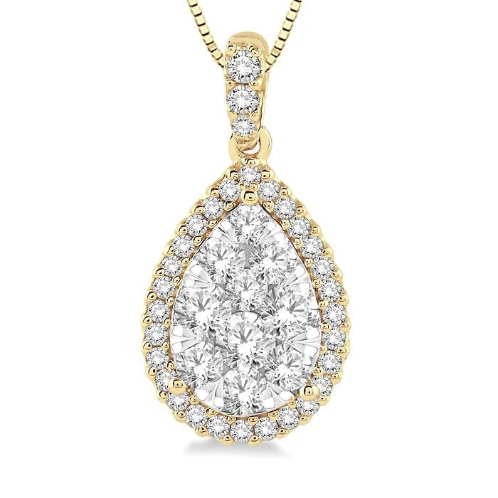 Umbria Quill Pear Shape Halo Shine Bright Essential Diamond Pendant