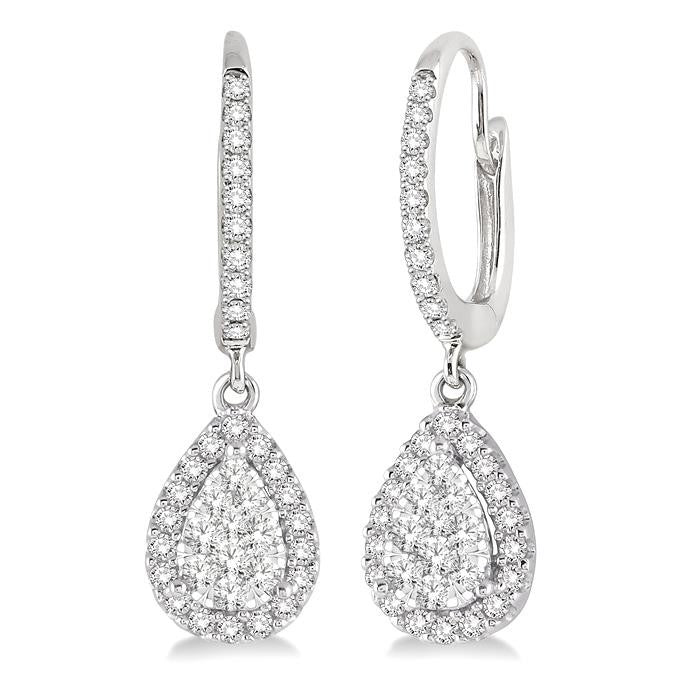 5/8 Ctw Pear Shape Diamond Shine Bright Earrings in 14K White Gold