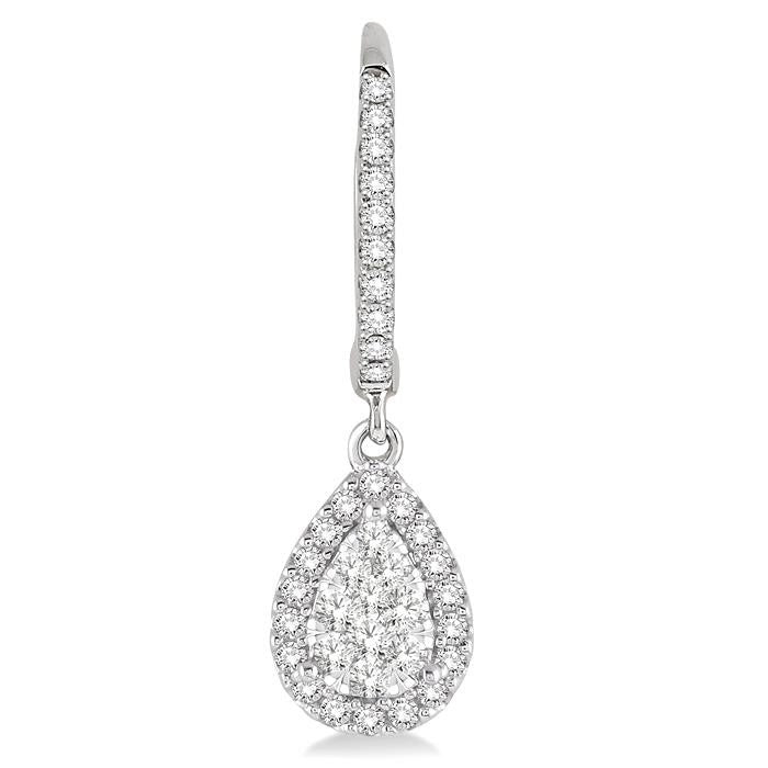 5/8 Ctw Pear Shape Diamond Shine Bright Earrings in 14K White Gold