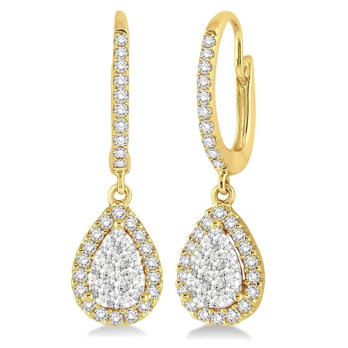 5/8 Ctw Pear Shape Diamond Shine Bright Earrings in 14K Yellow and White Gold