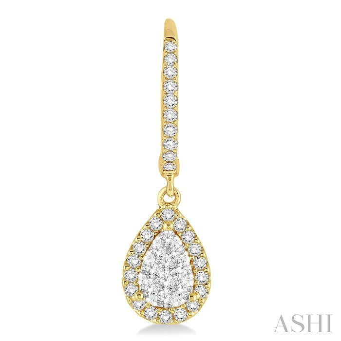 5/8 Ctw Pear Shape Diamond Shine Bright Earrings in 14K Yellow and White Gold