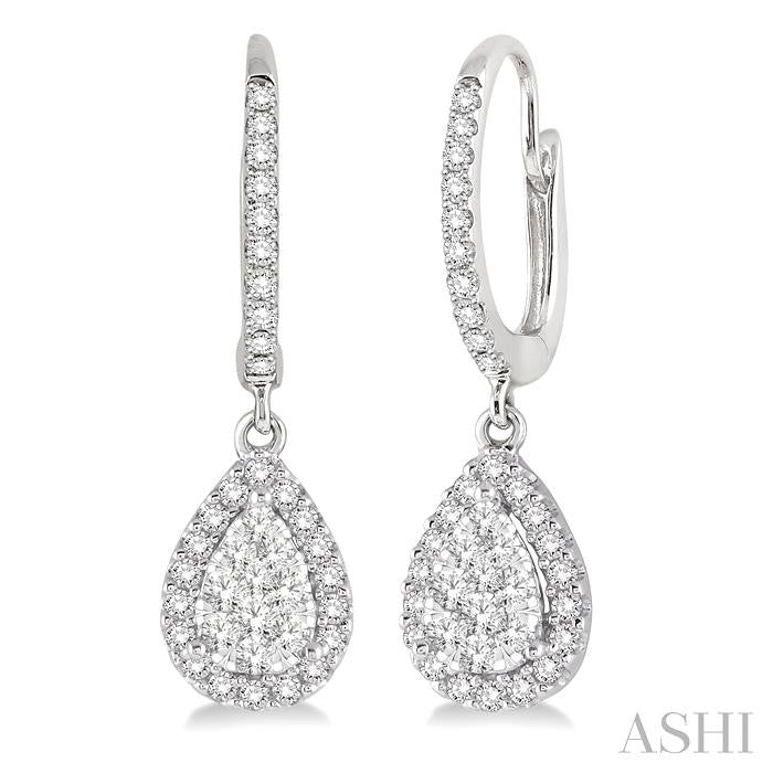 5/8 Ctw Pear Shape Diamond Shine Bright Earrings in 14K White Gold