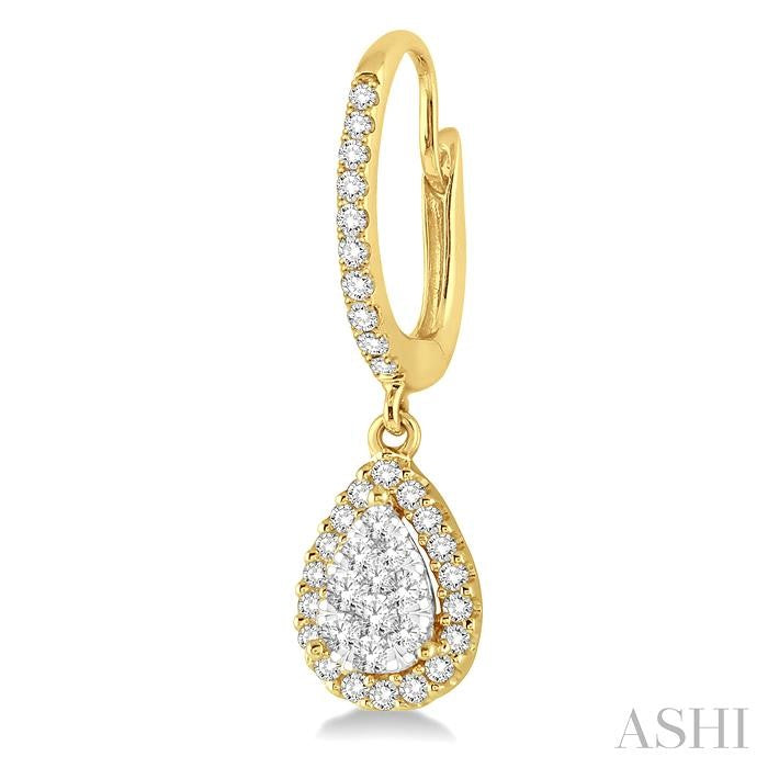3/8 Ctw Pear Shape Diamond Shine Bright Earrings in 14K Yellow and White Gold