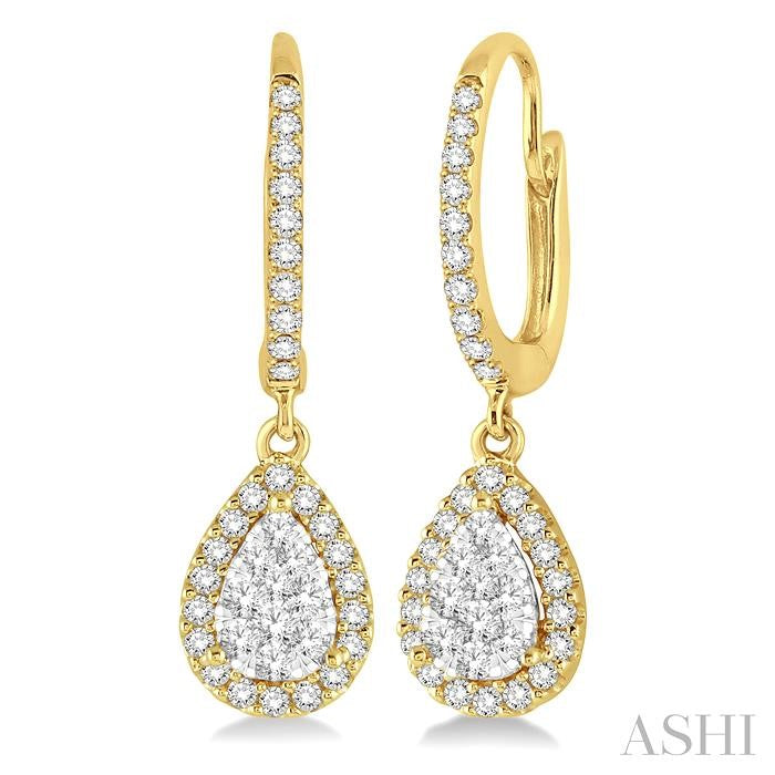 3/8 Ctw Pear Shape Diamond Shine Bright Earrings in 14K Yellow and White Gold