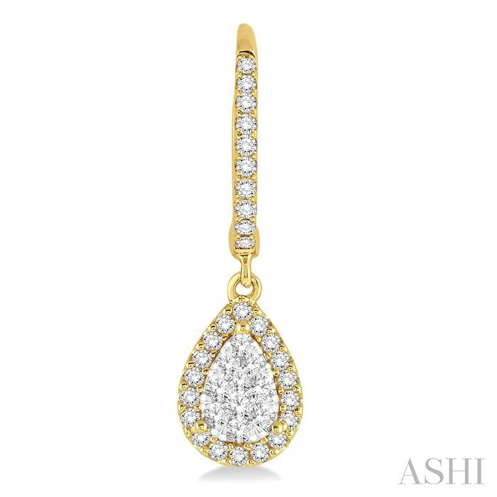 3/8 Ctw Pear Shape Diamond Shine Bright Earrings in 14K Yellow and White Gold