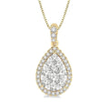 1/3 Ctw Pear Shape Diamond Shine Bright Pendant in 14K Yellow and White Gold with Chain