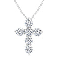 1 1/2 Ctw Round Cut Diamond Christian Cross 6-Stone Fashion Pendant With Chain in 14K White Gold