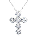 2 Ctw Round Cut Diamond Christian Cross 6-Stone Fashion Pendant With Chain in 14K White Gold
