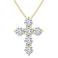 2 Ctw Round Cut Diamond Christian Cross 6-Stone Fashion Pendant With Chain in 14K Yellow Gold