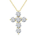 3 Ctw Round Cut Diamond Christian Cross 6-Stone Fashion Pendant With Chain in 14K Yellow Gold