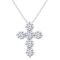 2 Ctw Round Cut Diamond Christian Cross 6-Stone Fashion Pendant With Chain in Platinum