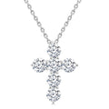 1 Ctw Round Cut Diamond Christian Cross 6-Stone Fashion Pendant With Chain in 14K White Gold