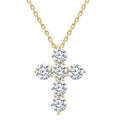 1 Ctw Round Cut Diamond Christian Cross 6-Stone Fashion Pendant With Chain in 14K Yellow Gold