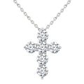 1 Ctw 6-Stone Round Cut Diamond Fashion Cross Pendant With Chain in 14K White Gold