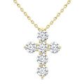 1 Ctw Round Cut Diamond Christian Cross 6-Stone Fashion Pendant With Chain in 14K Yellow Gold