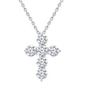 1 Ctw Round Cut Diamond Christian Cross 6-Stone Fashion Pendant With Chain in Platinum
