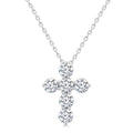 3/4 Ctw Round Cut Diamond Christian Cross 6-Stone Fashion Pendant With Chain in 14K White Gold