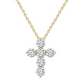 3/4 Ctw Round Cut Diamond Christian Cross 6-Stone Fashion Pendant With Chain in 14K Yellow Gold