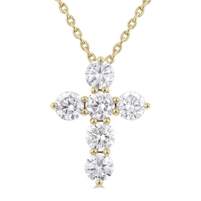 Helios Orchid 6 Stone Cross Diamond Fashion Pendant