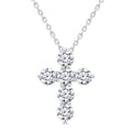 3/4 Ctw Round Cut Diamond Christian Cross 6-Stone Fashion Pendant With Chain in 14K White Gold
