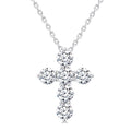 3/4 Ctw Round Cut Diamond Christian Cross 6-Stone Fashion Pendant With Chain in 14K White Gold