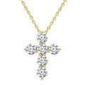 3/4 Ctw Round Cut Diamond Christian Cross 6-Stone Fashion Pendant With Chain in 14K Yellow Gold