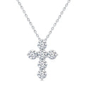 3/4 Ctw Round Cut Diamond Christian Cross 6-Stone Fashion Pendant With Chain in Platinum