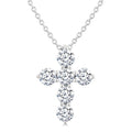 1/2 Ctw Round Cut Diamond Christian Cross 6-Stone Fashion Pendant With Chain in 14K White Gold