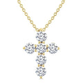 1/2 Ctw Round Cut Diamond Christian Cross 6-Stone Fashion Pendant With Chain in 14K Yellow Gold
