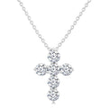 1/2 Ctw Round Cut Diamond Christian Cross 6-Stone Fashion Pendant With Chain in 14K White Gold