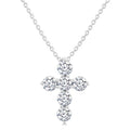 1/2 Ctw Round Cut Diamond Christian Cross 6-Stone Fashion Pendant With Chain in 14K White Gold
