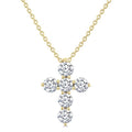 1/2 Ctw Round Cut Diamond Christian Cross 6-Stone Fashion Pendant With Chain in 14K Yellow Gold