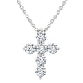 1/3 Ctw Round Cut Diamond Christian Cross 6-Stone Fashion Pendant With Chain in 14K White Gold