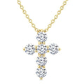 1/3 Ctw Round Cut Diamond Christian Cross 6-Stone Fashion Pendant With Chain in 14K Yellow Gold