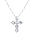 1/3 Ctw Round Cut Diamond Christian Cross 6-Stone Fashion Pendant With Chain in 14K White Gold