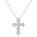 1/3 Ctw Round Cut Diamond Christian Cross 6-Stone Fashion Pendant With Chain in 14K White Gold