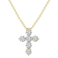 1/3 Ctw Round Cut Diamond Christian Cross 6-Stone Fashion Pendant With Chain in 14K Yellow Gold