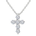 1/4 Ctw Round Cut Diamond Christian Cross 6-Stone Fashion Pendant With Chain in 14K White Gold